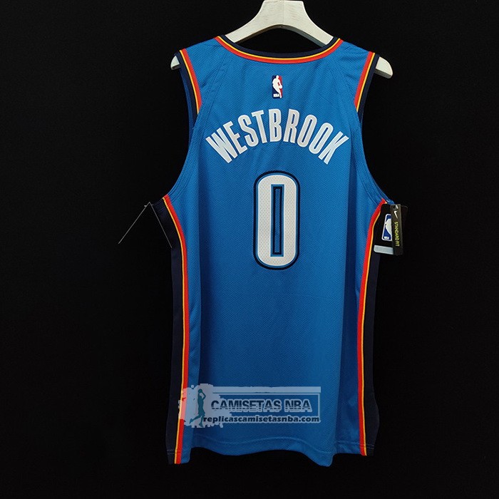 Camiseta Oklahoma City Thunder Russell Westbrook NO 0 Icon Autentico Azul